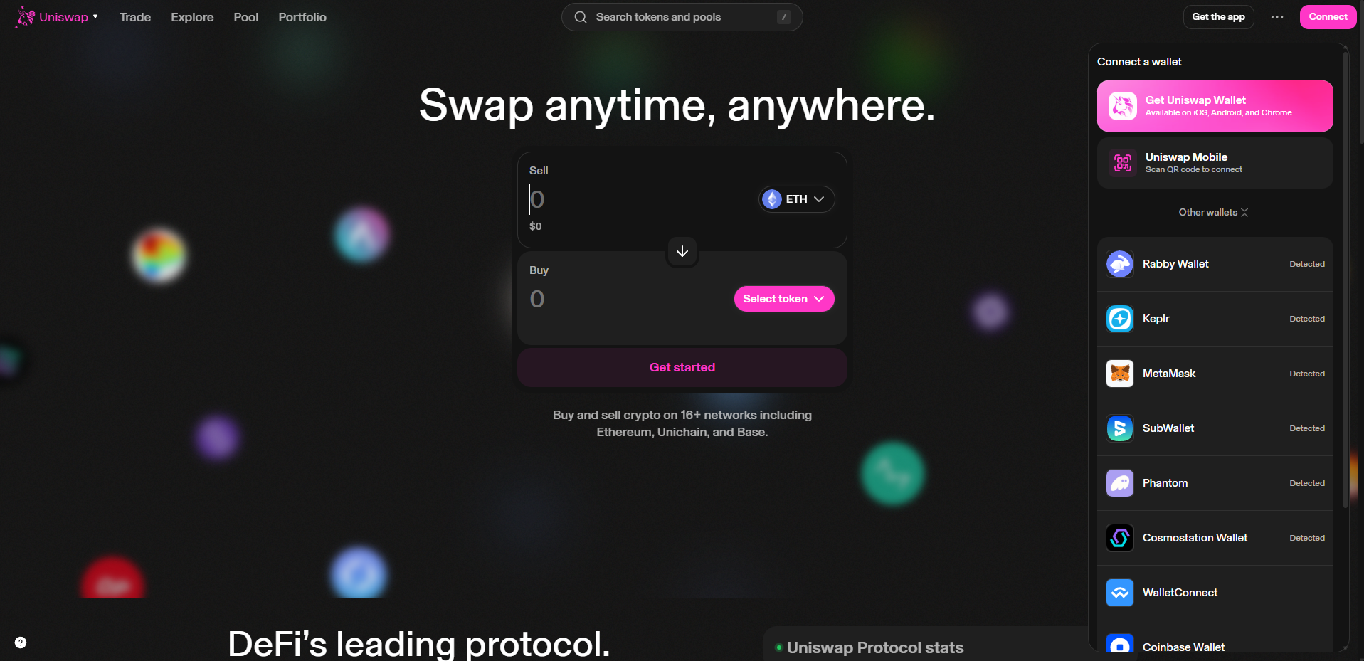 اسکرینشات از دکمه Connect Wallet در یونیسواپ