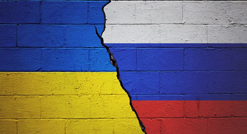 پرچم اوکراین و روسیه